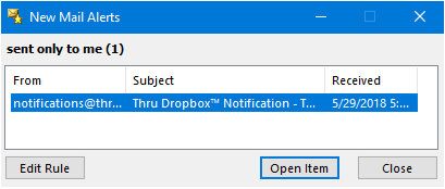 new mail alert notification window pop-up from thru's file sharing