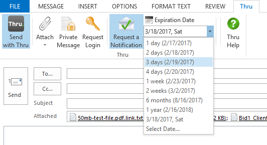 Set expiration date for email attachments
