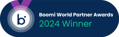 badge showing Boomi World Partner Awards 2024 Winner