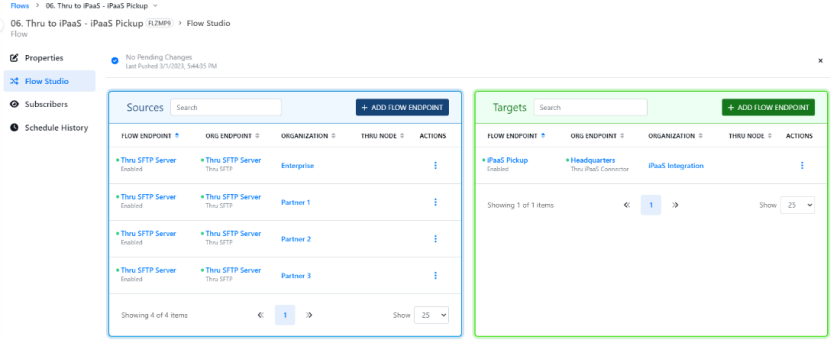 screenshot of the Flow Studio View in the Thru Portal