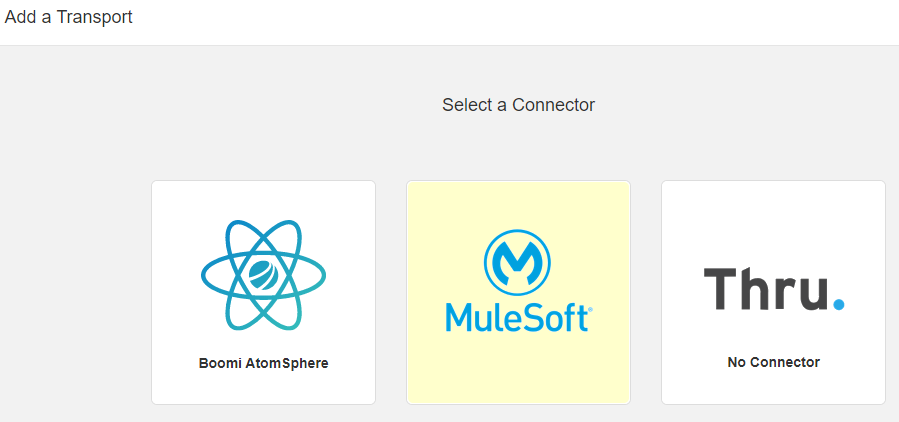 MuleSoft CONNECTOR Selected in Transports