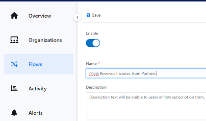 screenshot of menu showing creating flow for file transfer