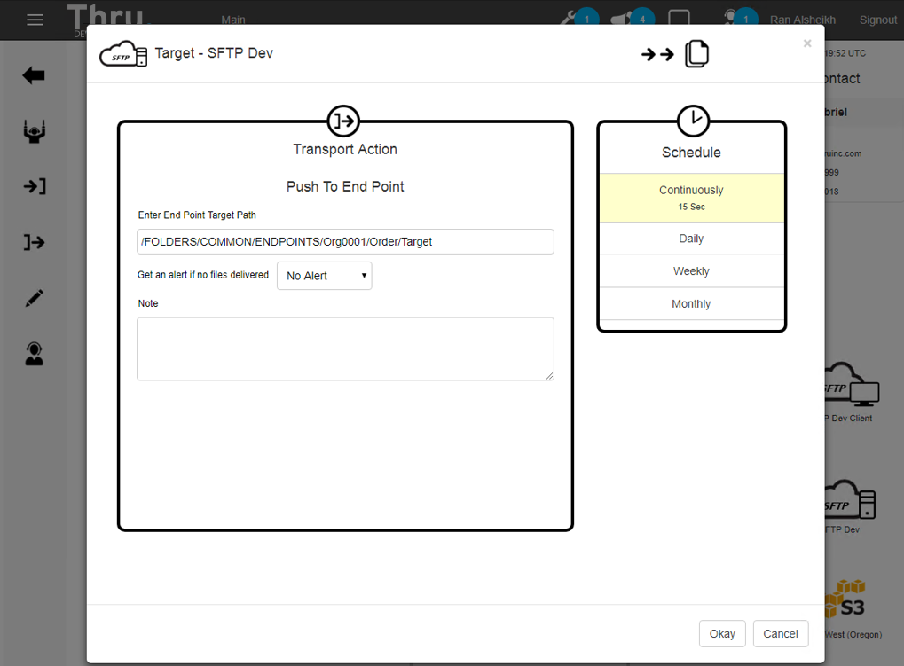 Thru - Example of a target SFTP server endpoint