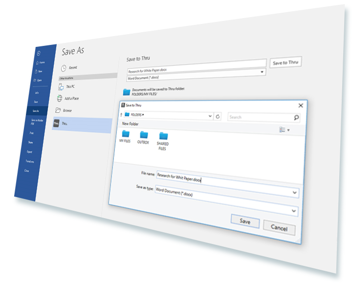 Folders stored in Thru from Microsoft Word desktop application