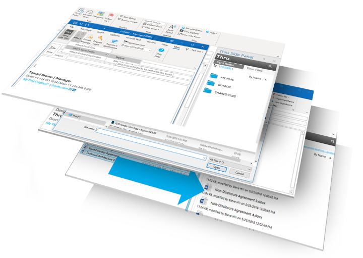 Sending files securely using Thru’s Outlook integration