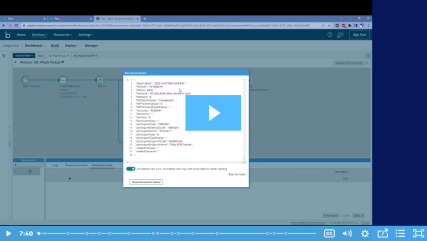 a video thumbnail showing Thru MFT Connector information in Boomi AtomSphere interface