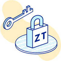 illustration of lock and key for zero trust (ZT)